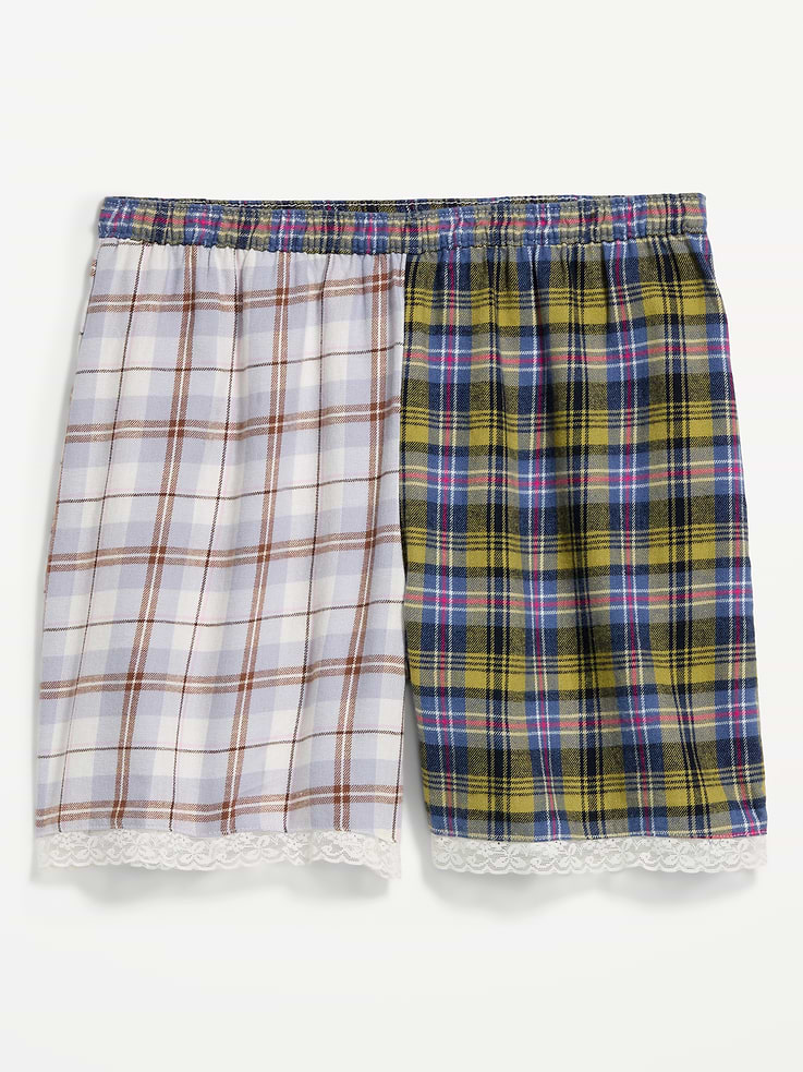 Image 4 of 8, Flannel Boxer Pajama Shorts