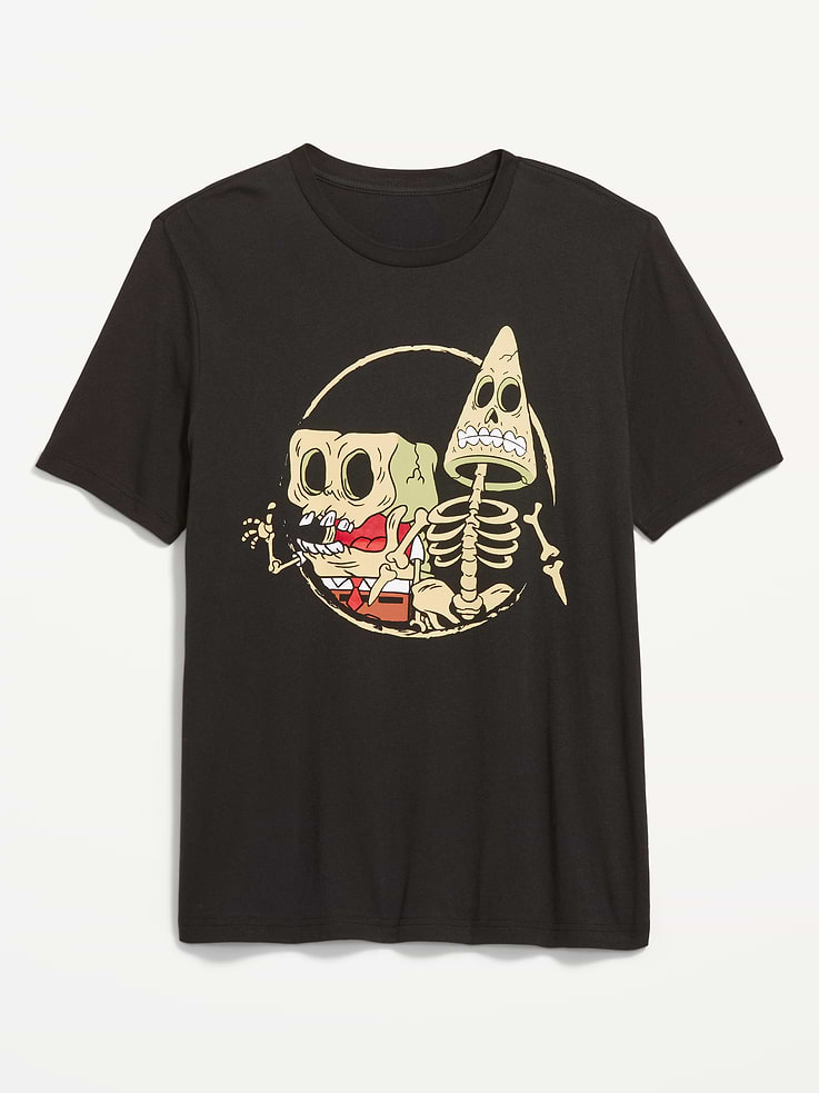 Image 1 of 2, rib-knit crew neck, short sleeves, licensed graphic, © 2026 Viacom International, Inc. Created by Stephen Hillenburg., Product #909967