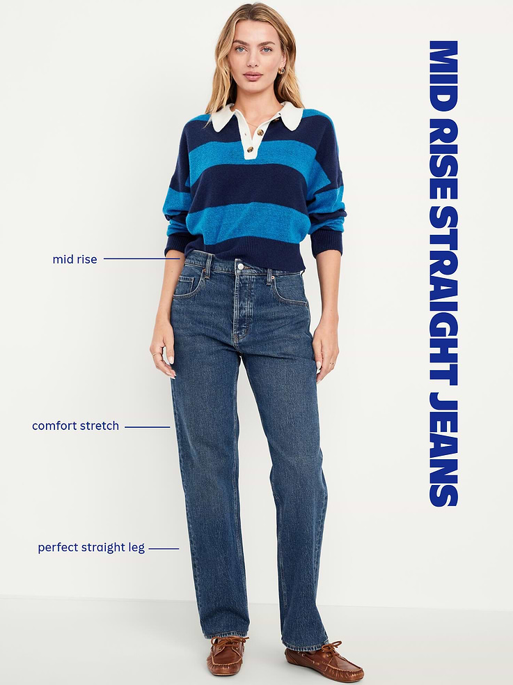 Image number 6 showing, Mid-Rise Straight Leg Jeans