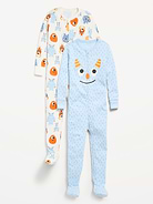 L'image numéro 1 présente Pyjama une-pièce à coupe ajustée à glissière bidirectionnelle pour tout-petit et bébé (paquet de 2)