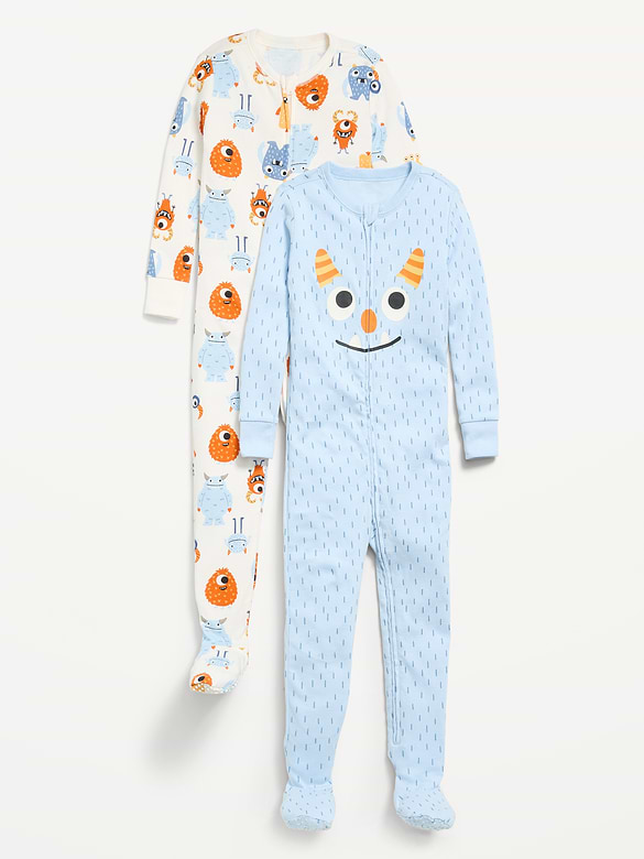 Snug-Fit 2-Way-Zip Pajama One-Piece 2-Pack for Toddler & Baby