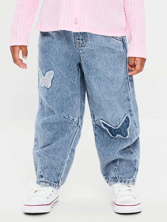 Pull-On Barrel-Leg Jeans for Toddler Girls