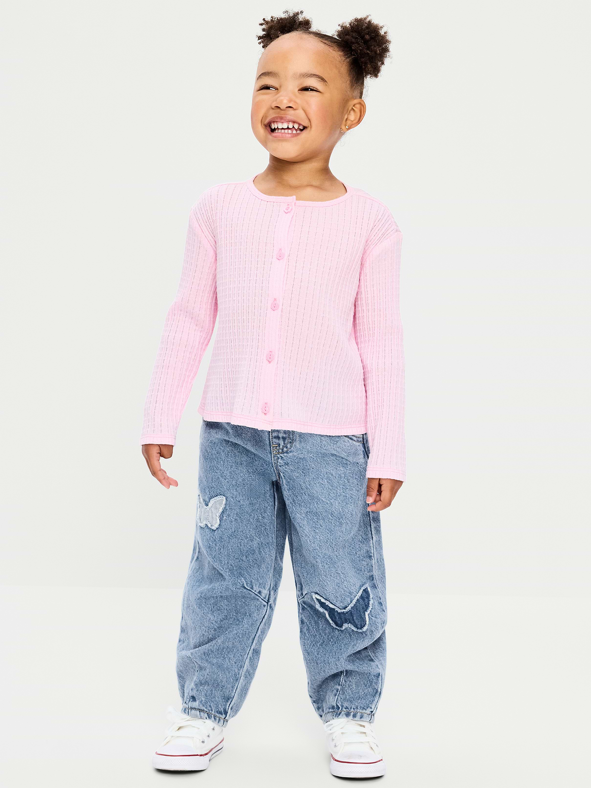 Image number 1 showing, Pull-On Barrel-Leg Jeans for Toddler Girls