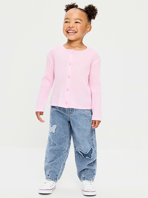 Pull Pull-On Barrel-Leg Jeans for Toddler Girls on clearance at Old Navy — 50% off