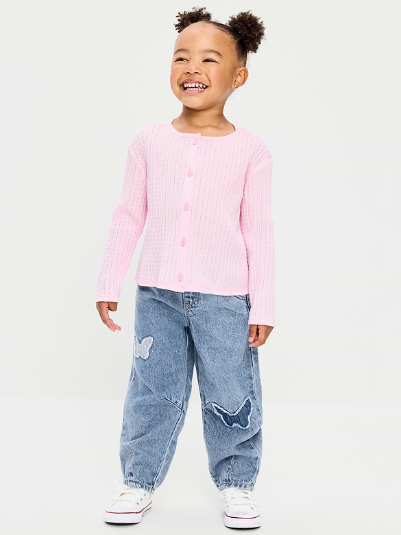 Pull-On Barrel-Leg Jeans for Toddler Girls