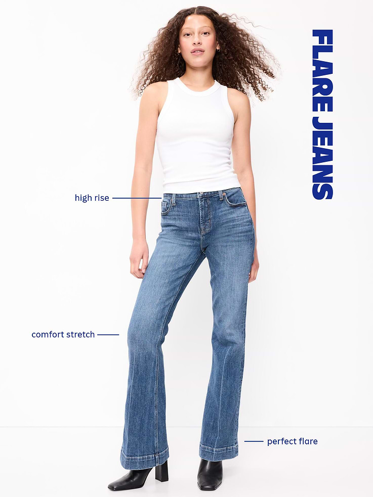 L'image numéro 5 présente Jean évasé à taille haute