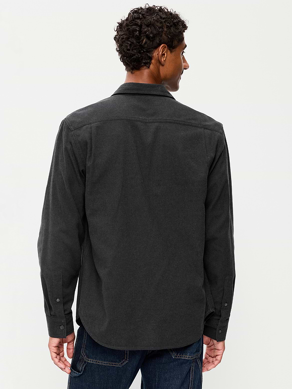 Relaxed Long-Sleeve Flannel Pocket Shirt