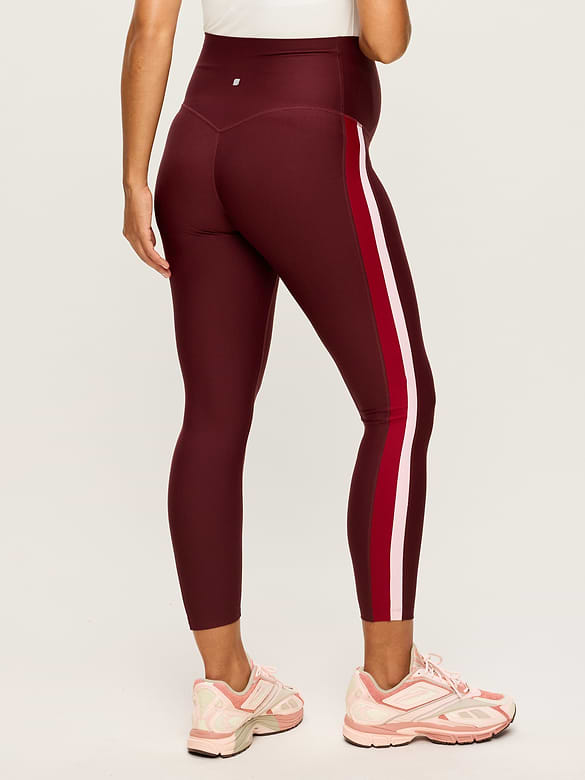 Maternity Full-Panel PowerSoft Striped 7/8 Leggings