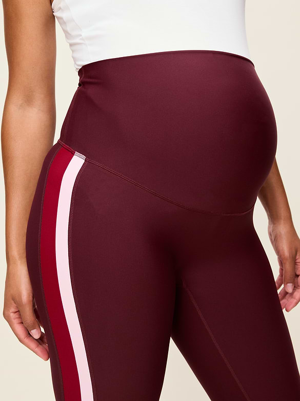 Maternity Full-Panel PowerSoft Striped 7/8 Leggings
