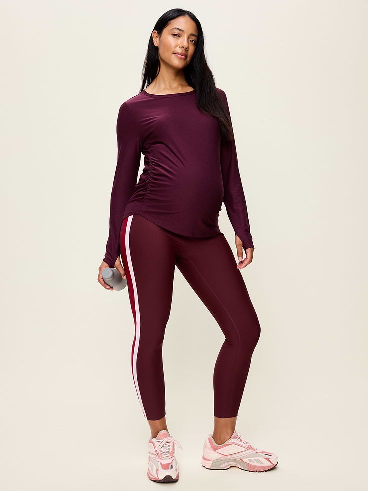 Image number 3 showing, Maternity Full-Panel PowerSoft Striped 7/8 Leggings