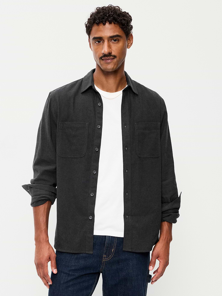 Image number 1 showing, Relaxed Long-Sleeve Flannel Pocket Shirt