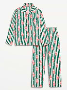Image number 1 showing, Gender-Neutral Printed Flannel Pajama Pants Set for Kids