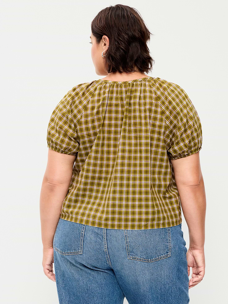 Image number 6 showing, Short-Sleeve Button-Front Plaid Top