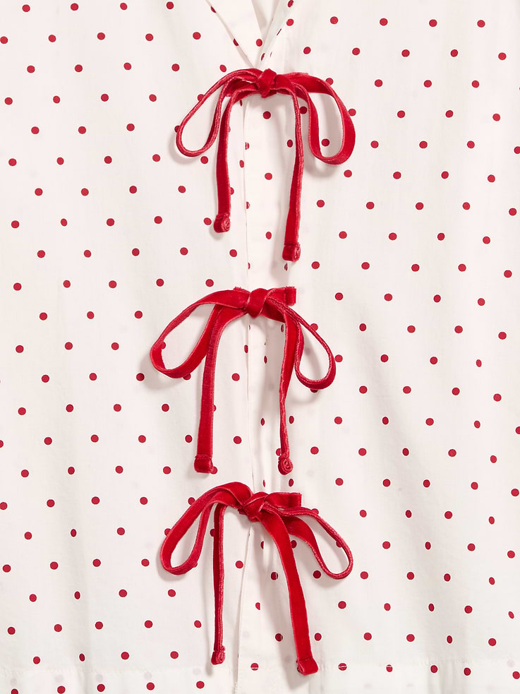 Image 4 of 8, Tie-Front Poplin Pajama Pant Set