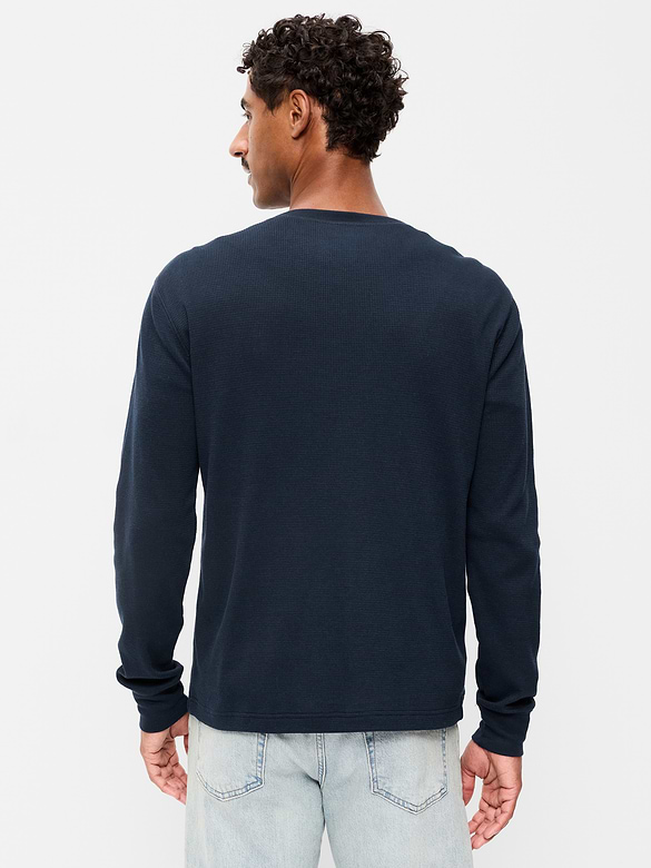 Long-Sleeve Waffle Henley T-Shirt