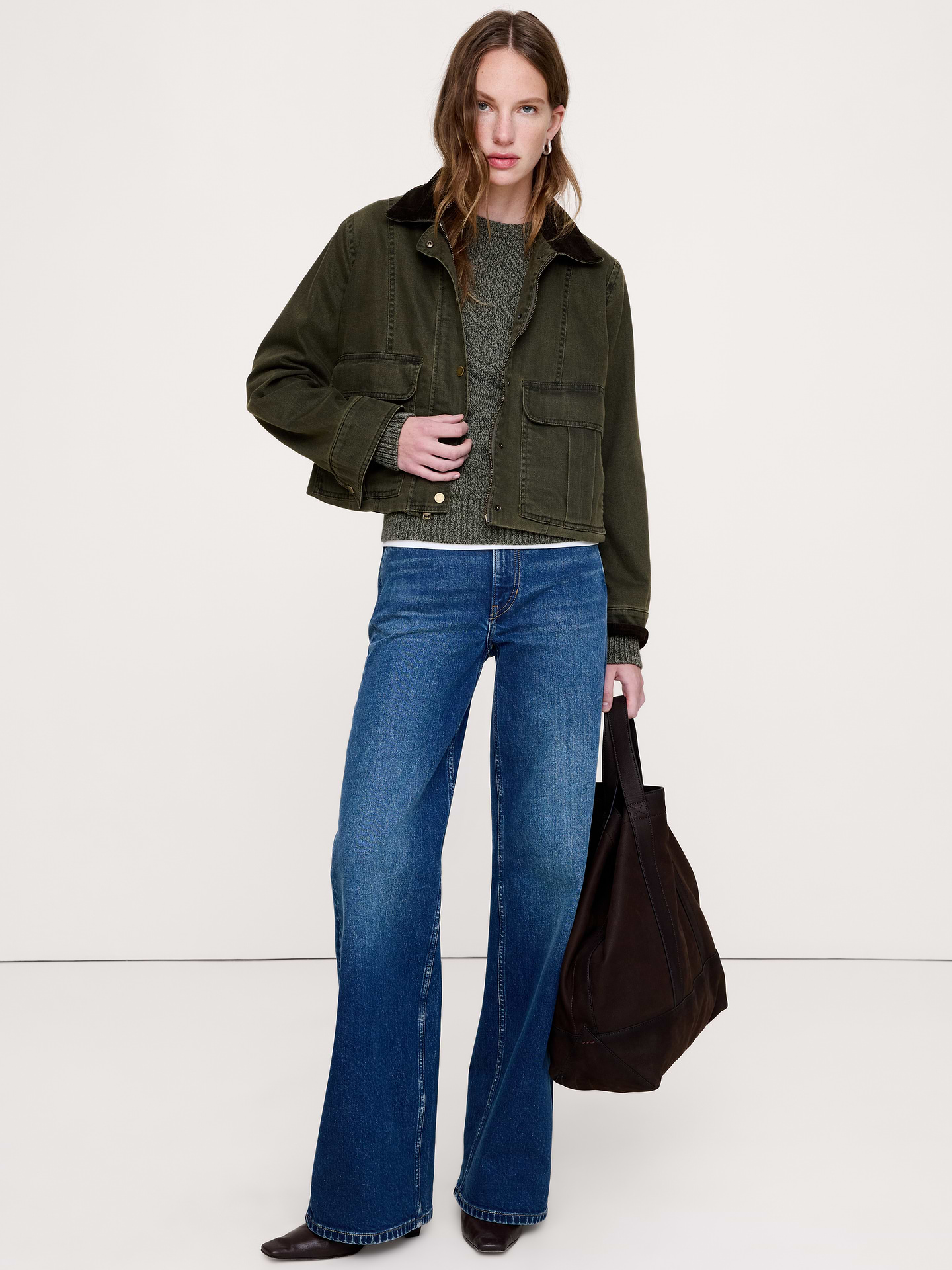 L'image numéro 1 présente Veste trapèze en denim