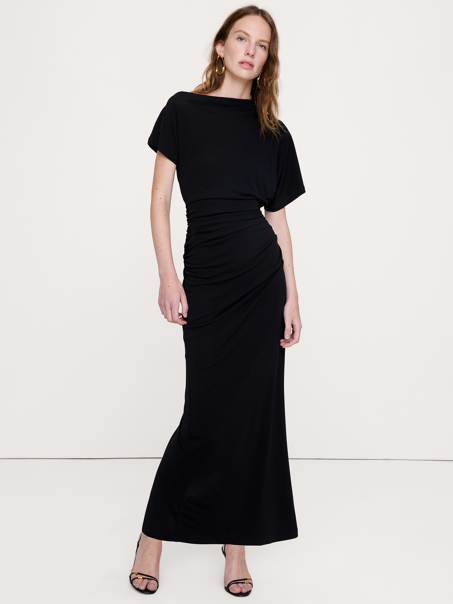 Image number 1 showing, Matte Jersey Draped Maxi Dress