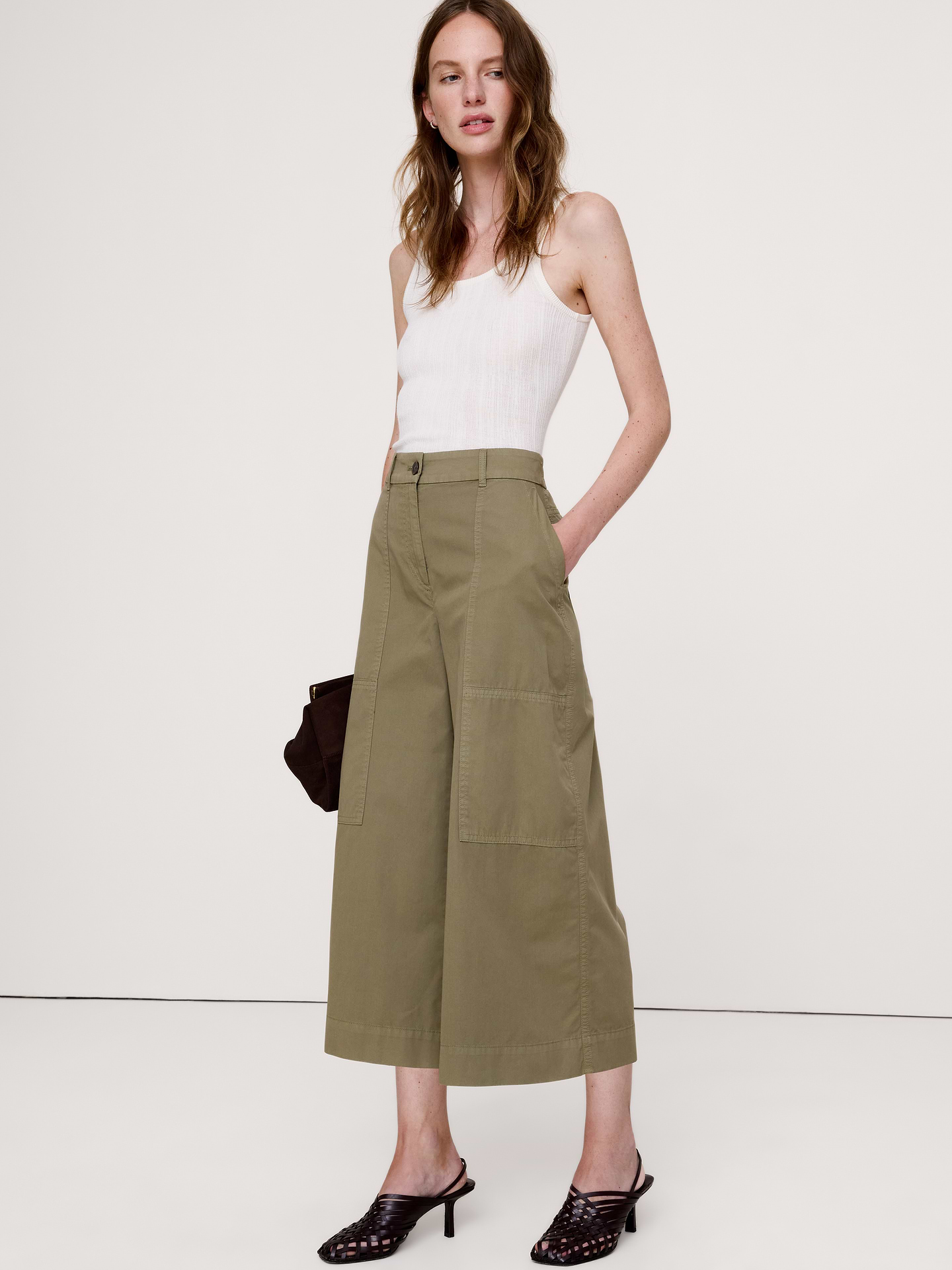 L'image numéro 1 présente Pantalon gaucho en sergé de coton
