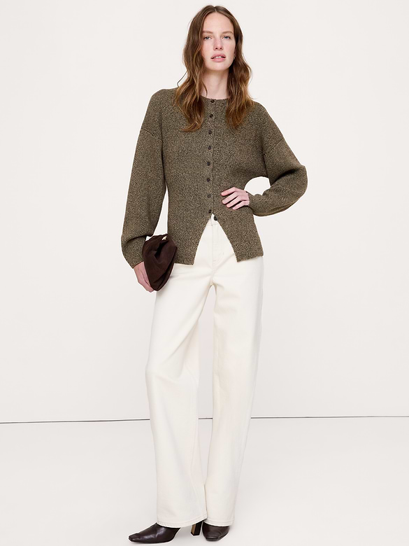 Larkspur Cotton-Silk Cutaway-Hem Cardigan