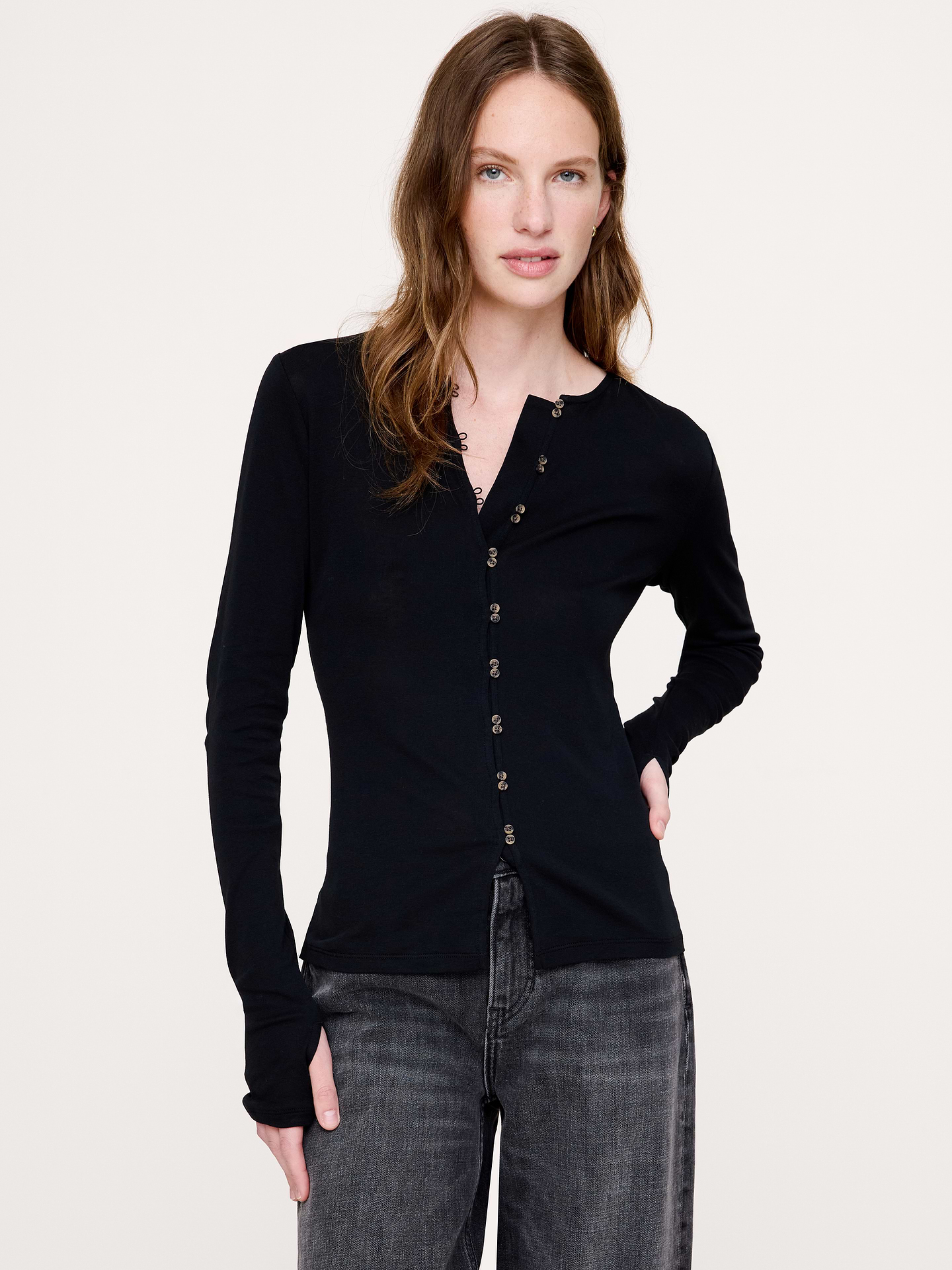 L'image numéro 1 présente T-shirt cardigan en coton léger