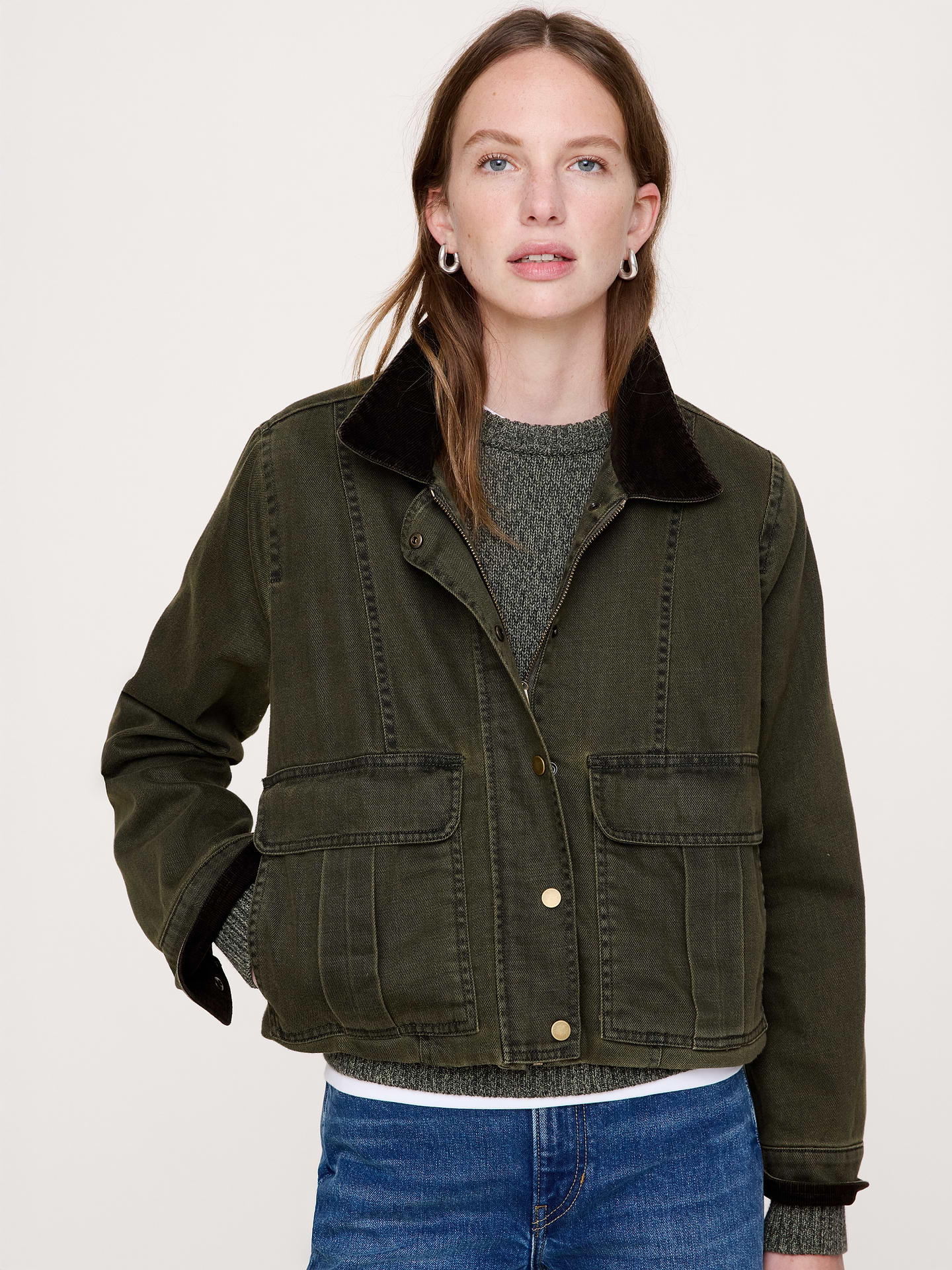 L'image numéro 4 présente Veste trapèze en denim