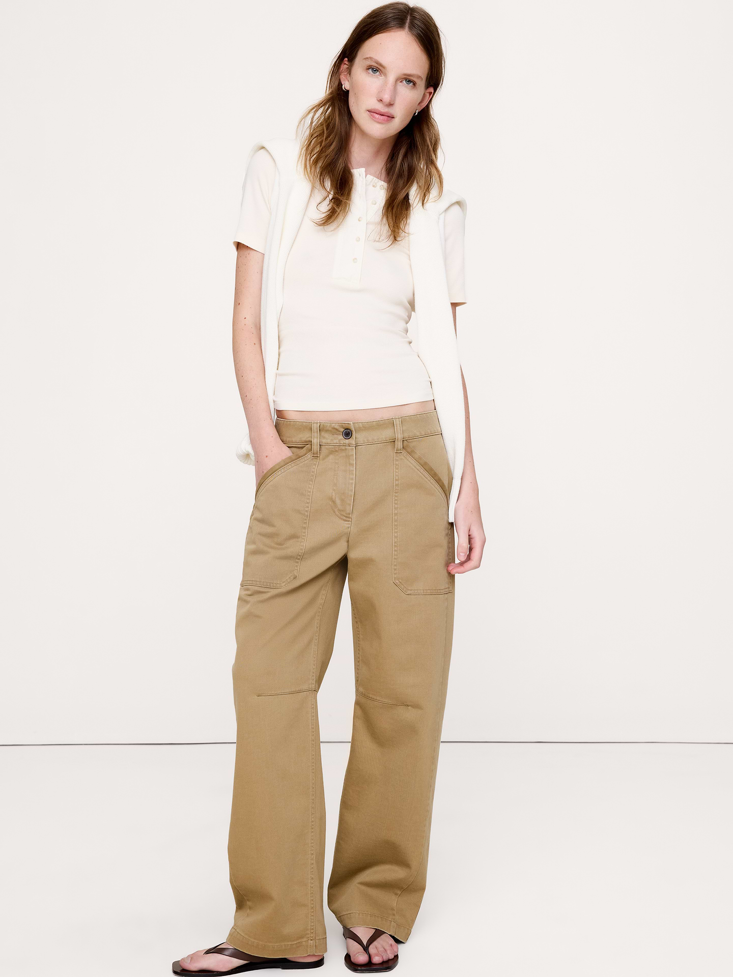 Image number 1 showing, Low-Rise Relaxed Utility Pant