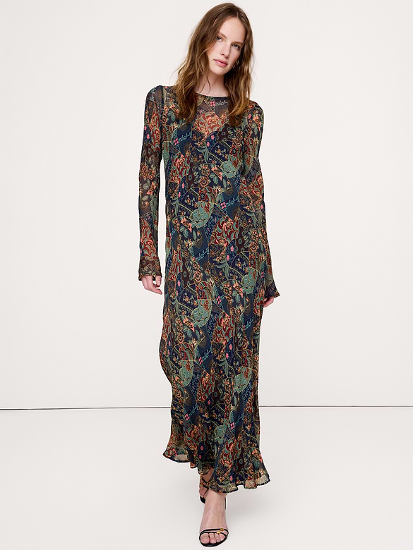 Bias-Cut Chiffon Maxi Dress