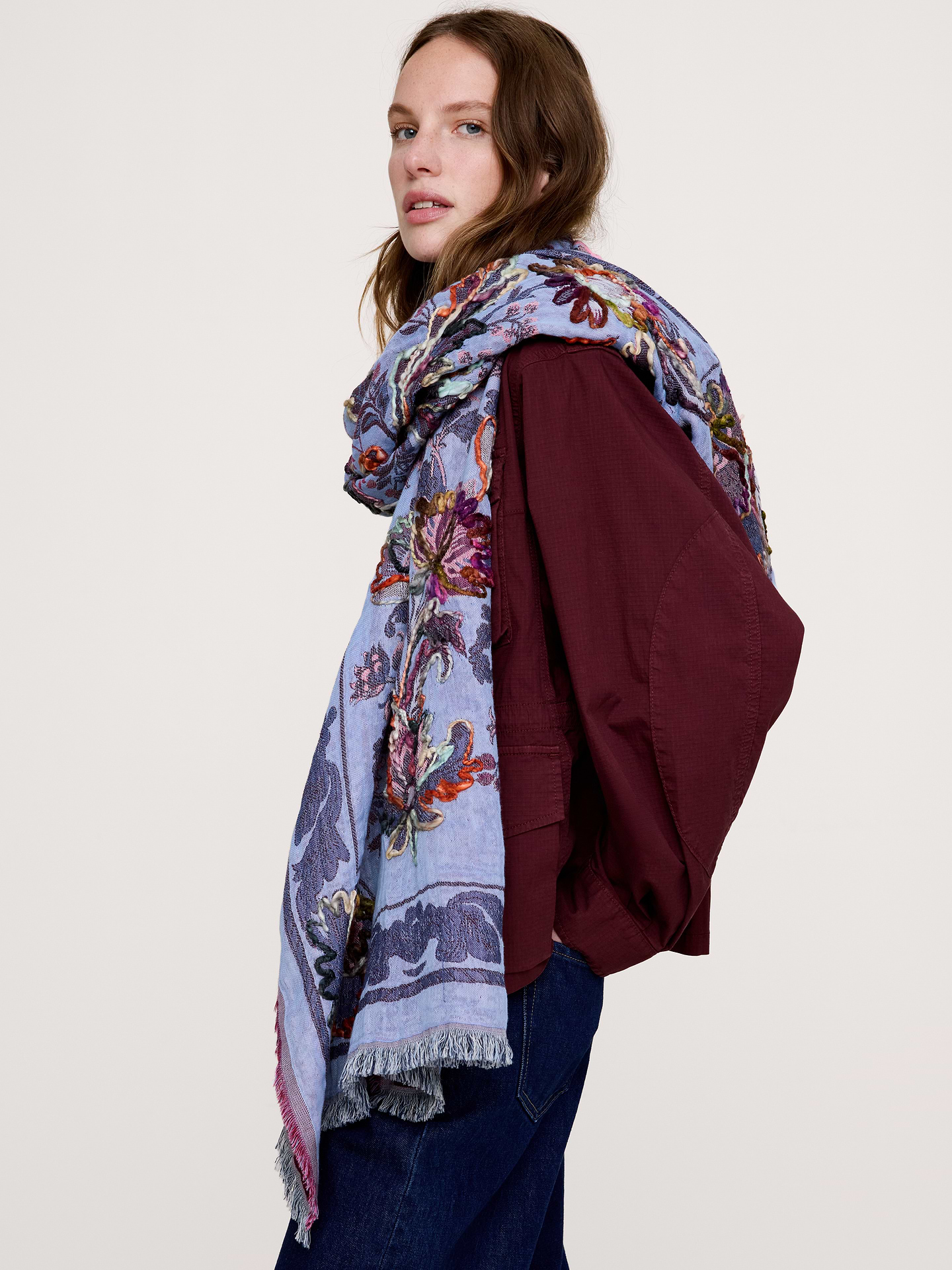 Image 4 of 5, Long Embroidered Scarf by Vismaya