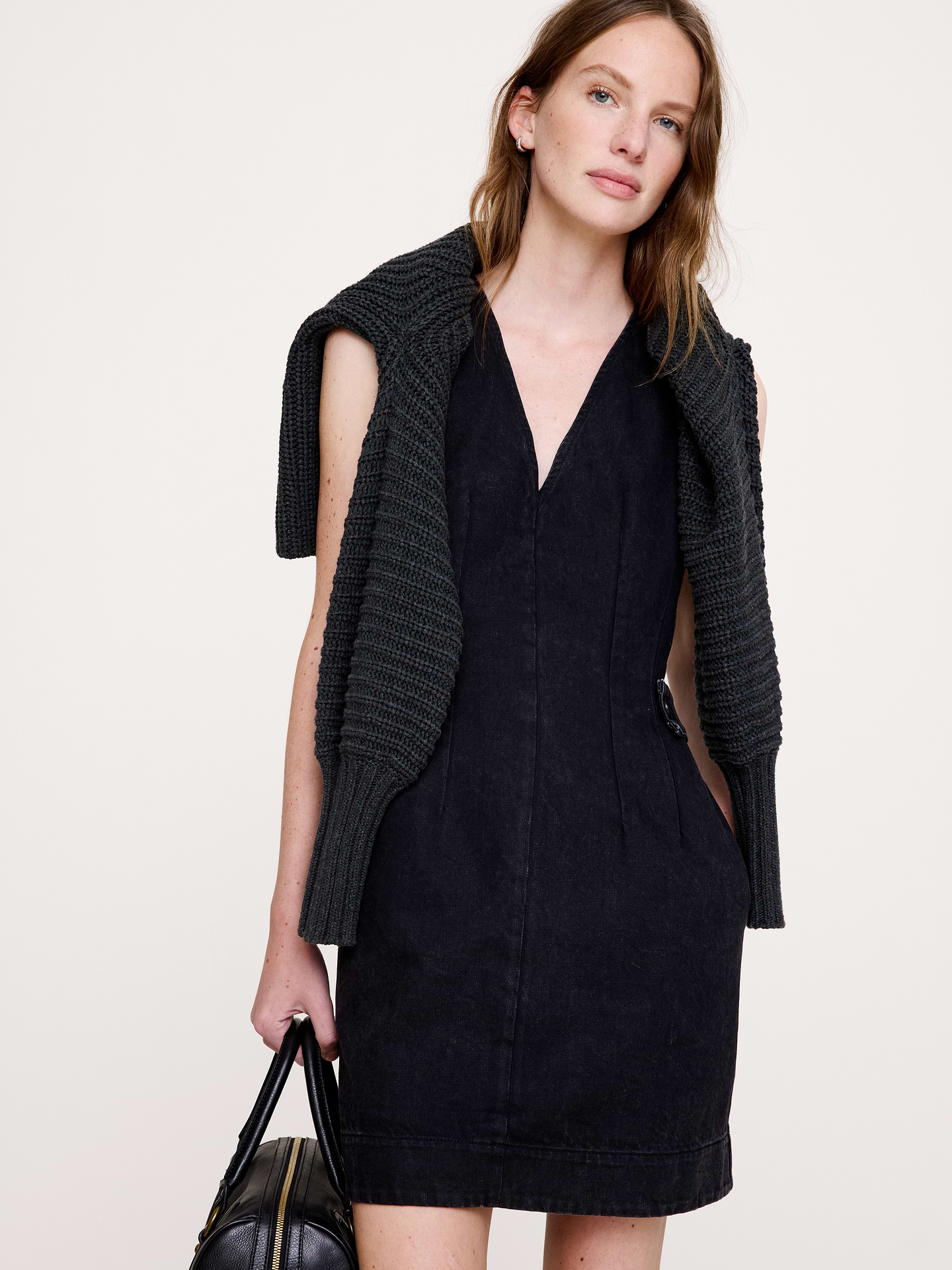 Image number 4 showing, Denim Side-Button Utility Dress