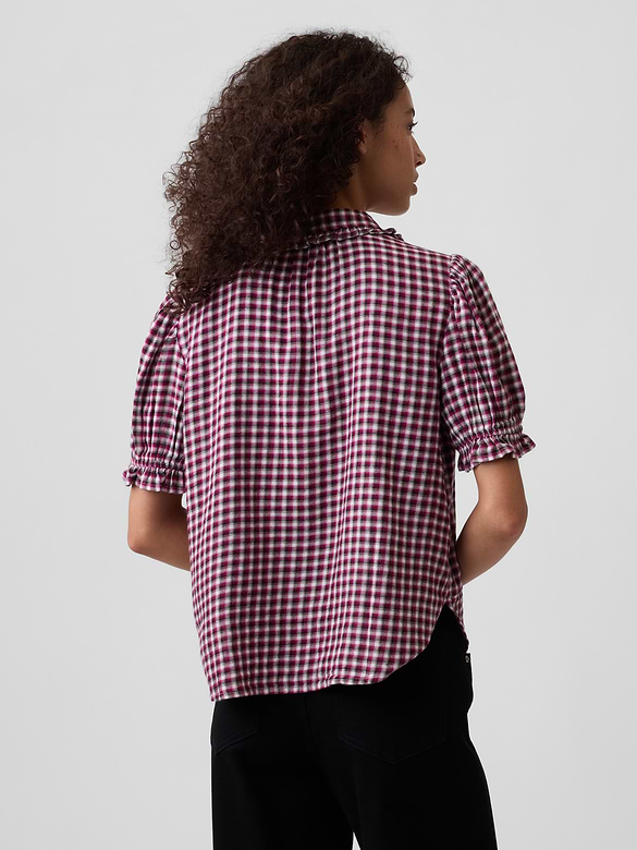 Puff Sleeve Flannel Shirt