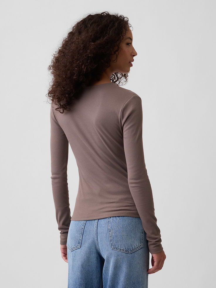 Image number 2 showing, Fitted Ribbed V-Neck Top