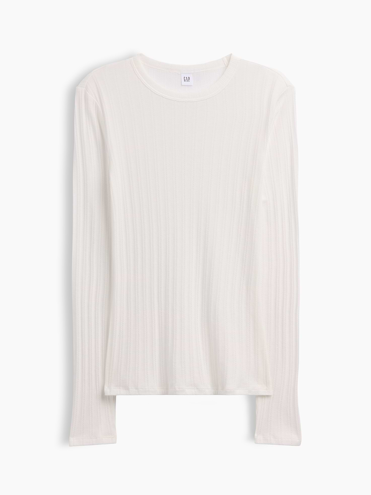 Image number 5 showing, Essential Ribbed Pointelle T-Shirt