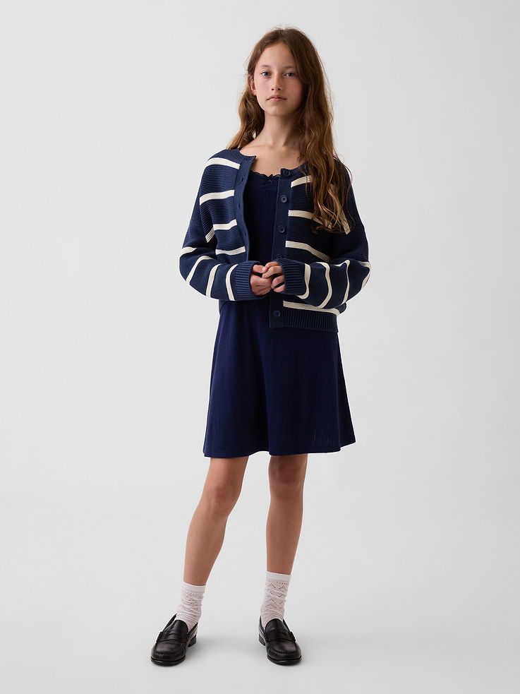 Image 4 de 5, Robe côtelée en tricot pointelle pour Enfant