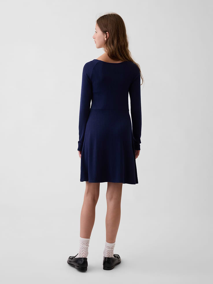 Image 3 de 5, Robe côtelée en tricot pointelle pour Enfant