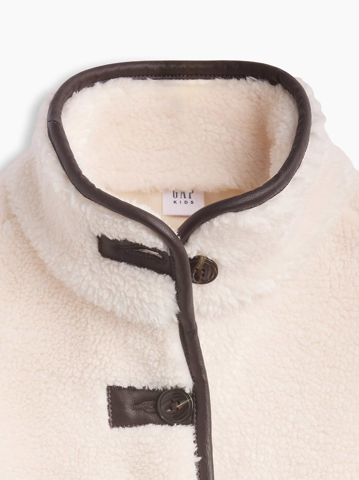 Image 5 of 6, Kids Relaxed Crop Sherpa Jacket