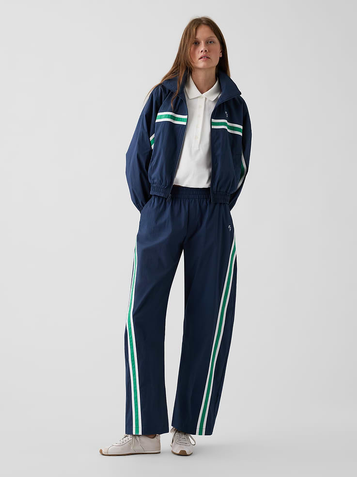 Image number 1 showing, Gap × Malbon Textured Poplin Barrel Track Pants