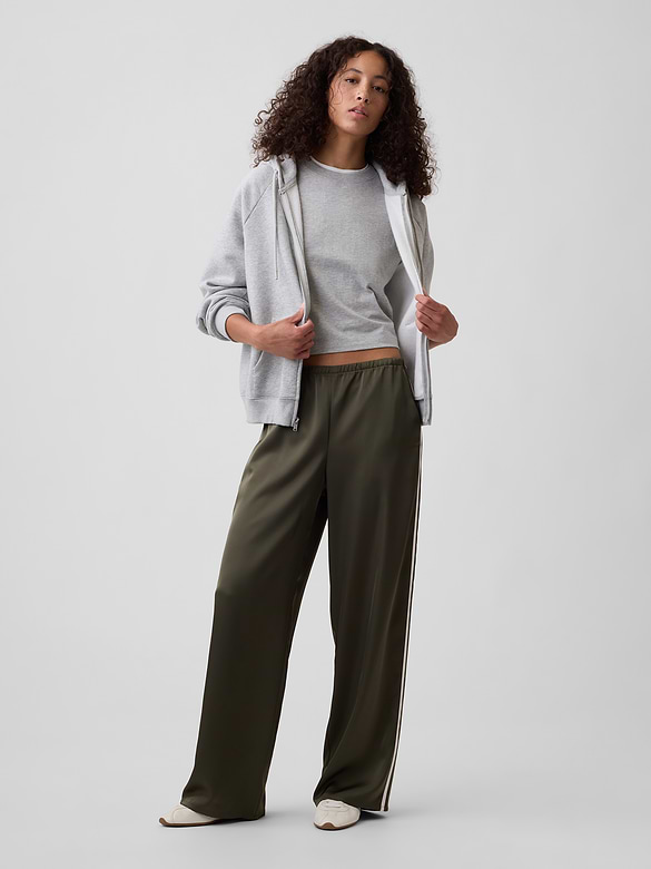 Satin Straight-Leg Pants