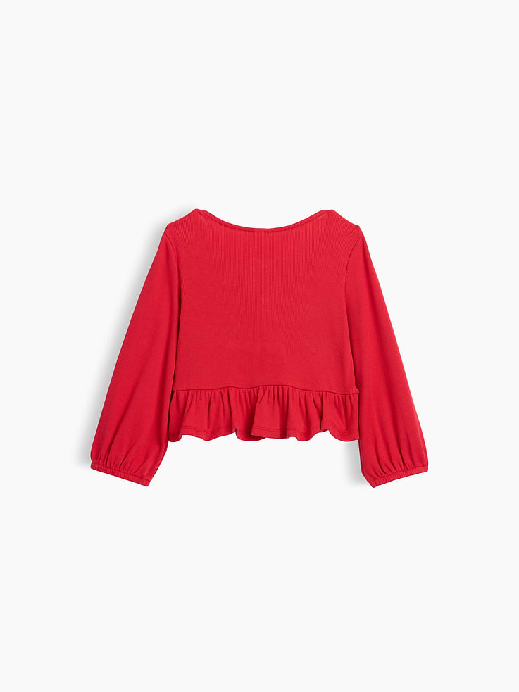 Image 3 of 4, Baby & Toddler Rib Peplum Top