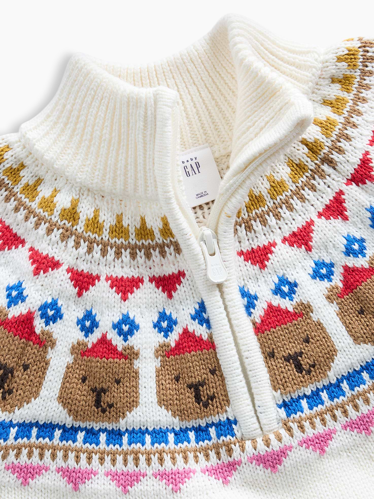 Image 4 of 4, Baby & Toddler Fair Isle Half-Zip Pullover Sweater