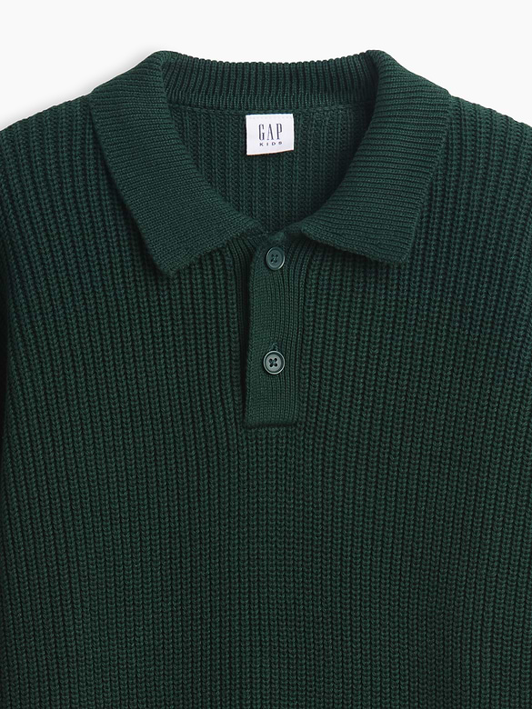 Kids 100% Cotton Relaxed Polo Sweater