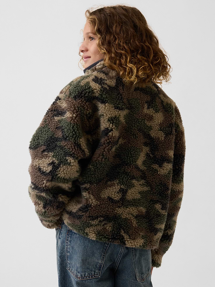 Image number 3 showing, Kids Sherpa Relaxed Camo Zip Jacket