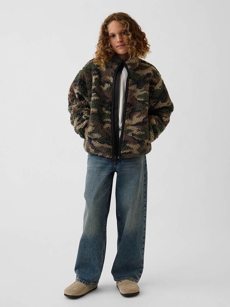 Image number 4 showing, Kids Sherpa Relaxed Camo Zip Jacket