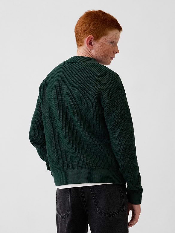 Kids 100% Cotton Relaxed Polo Sweater