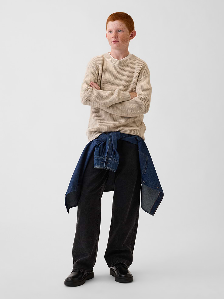 Image number 4 showing, 100% Cotton Relaxed Shaker Sweater