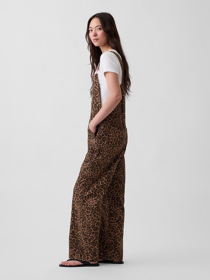 Image number 3 showing, Leopard Print Loose Overalls
