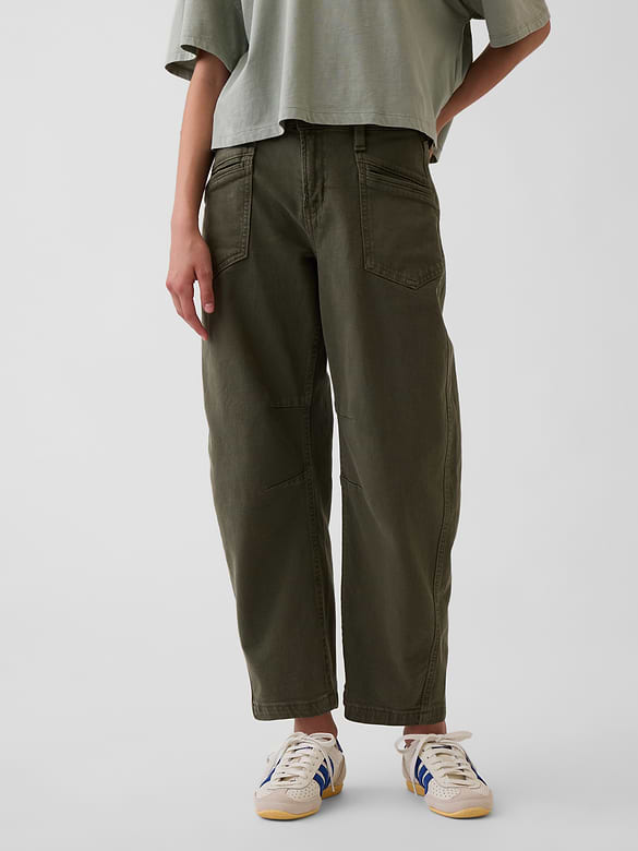 Kids High Rise Barrel Jeans