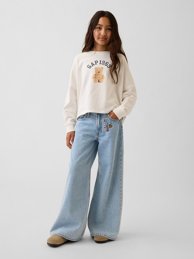 Image number 1 showing, Kids Low Rise Embroidered I Heart NY Baggy Jeans