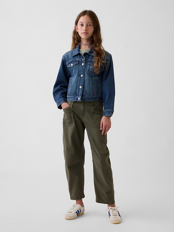 Kids High Rise Barrel Jeans