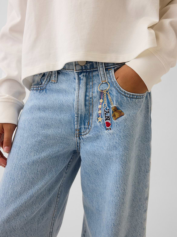 Kids Low Rise Embroidered I Heart NY Baggy Jeans