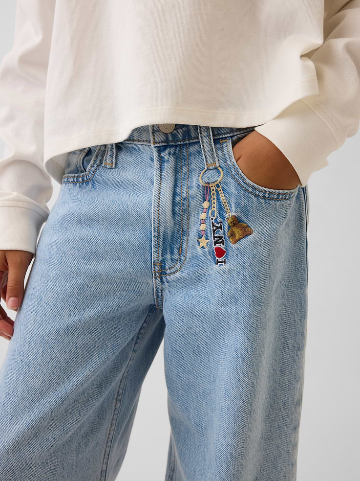 Image number 6 showing, Kids Low Rise Embroidered I Heart NY Baggy Jeans